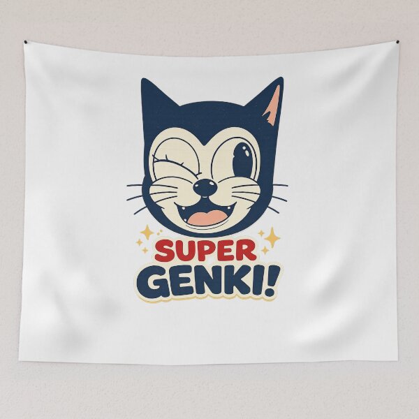 Item preview, Super Genki Kawaii Cat Shirt – Cute Japanese Aesthetic Anime-Style Cat Graphic Tee designed and sold by OreoStudio.
