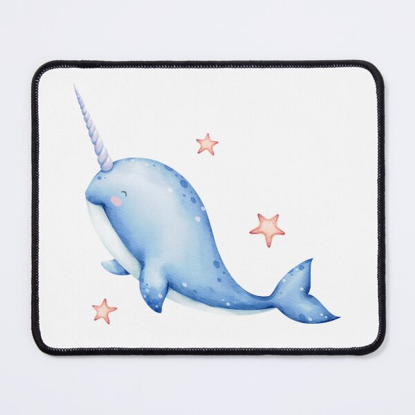 Item preview, Cute Watercolor Narwhal Nursery Illustration designed and sold by TinyBirdyDesigns.