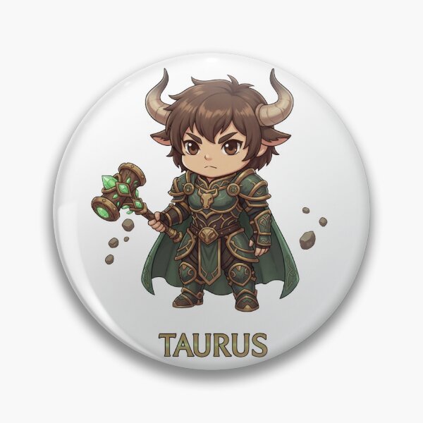 Item preview, Taurus Zodiac Earth Warrior - Cute Chibi Art designed and sold by WildWeave.