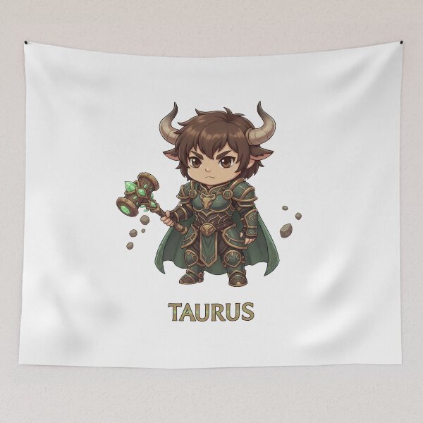 Item preview, Taurus Zodiac Earth Warrior - Cute Chibi Art designed and sold by WildWeave.