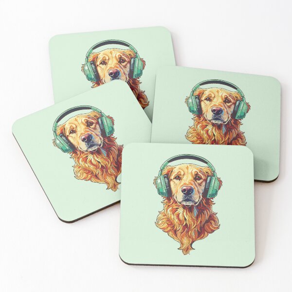 Item preview, Golden retriever with hearing aids mosaic designed and sold by designmari.