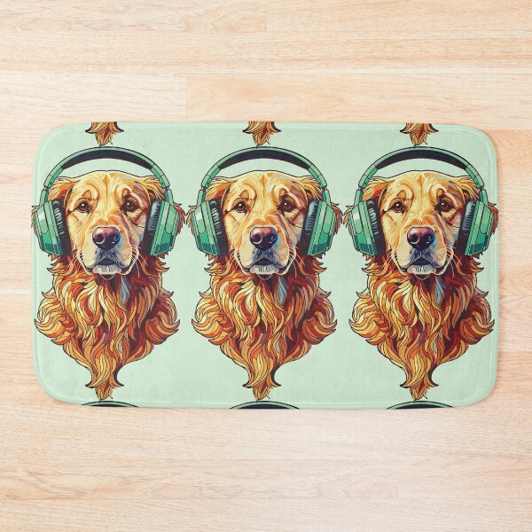 Item preview, Golden retriever with hearing aids mosaic designed and sold by designmari.
