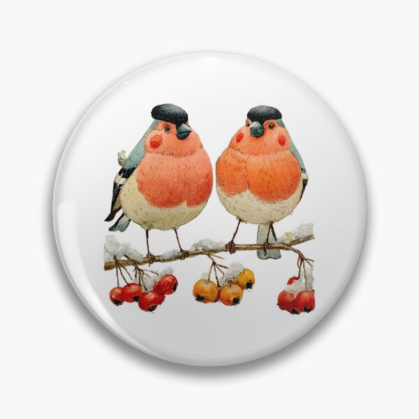 Item preview, Winter Bullfinches on Rowan Branch – Cozy Snowy Birds Illustration | Christmas Nature Art designed and sold by olenadykun.ai.