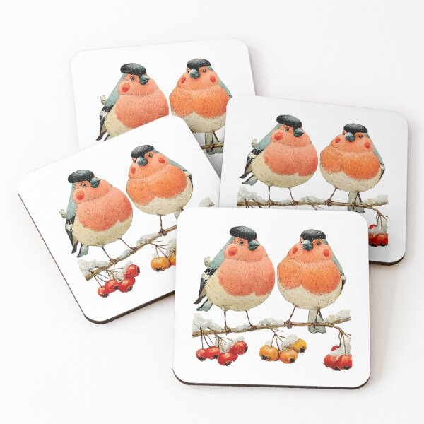 Item preview, Winter Bullfinches on Rowan Branch – Cozy Snowy Birds Illustration | Christmas Nature Art designed and sold by olenadykun.ai.