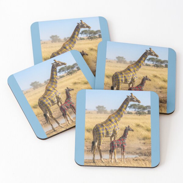 Item preview, Plaid Giraffe Mother and Calf designed and sold by Tridentulus.