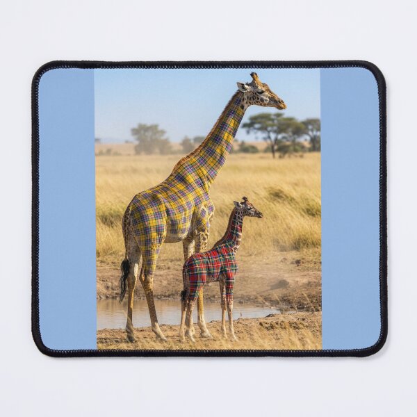 Item preview, Plaid Giraffe Mother and Calf designed and sold by Tridentulus.