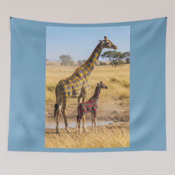 Item preview, Plaid Giraffe Mother and Calf designed and sold by Tridentulus.