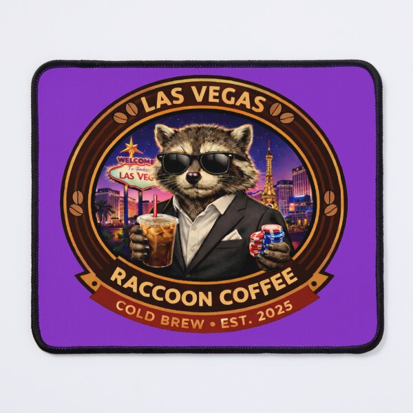 Item preview, Las Vegas Raccoon Coffee Badge designed and sold by TytherleyTees.