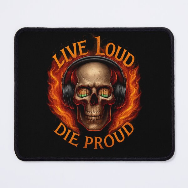 Item preview, Live Loud, Die Proud - Steel DJ Skull Inferno designed and sold by MKreative Studio.