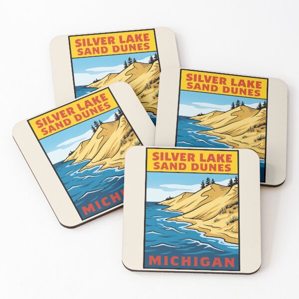 Item preview, Silver Lake Sand Dunes Michigan - Vintage Lake Michigan Design designed and sold by TheOldMittenIllustrated.