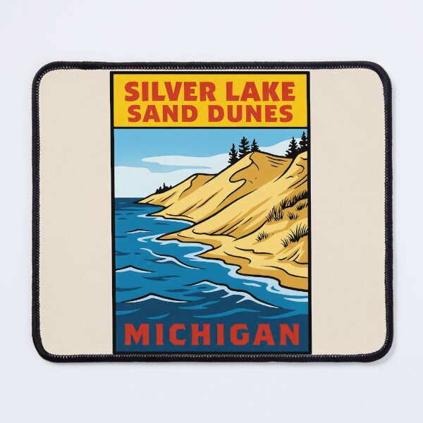 Item preview, Silver Lake Sand Dunes Michigan - Vintage Lake Michigan Design designed and sold by TheOldMittenIllustrated.