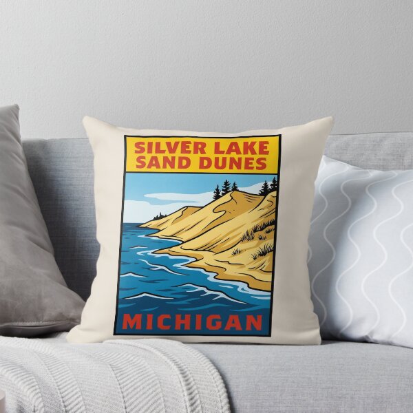 Item preview, Silver Lake Sand Dunes Michigan - Vintage Lake Michigan Design designed and sold by TheOldMittenIllustrated.