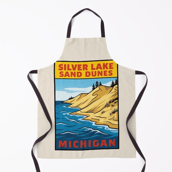 Item preview, Silver Lake Sand Dunes Michigan - Vintage Lake Michigan Design designed and sold by TheOldMittenIllustrated.