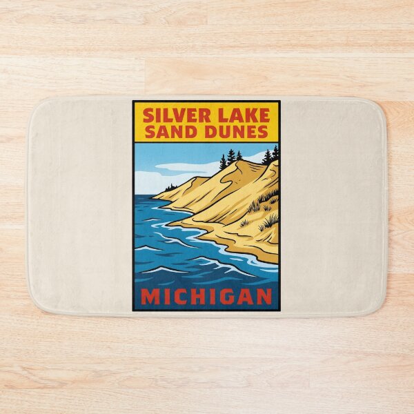 Item preview, Silver Lake Sand Dunes Michigan - Vintage Lake Michigan Design designed and sold by TheOldMittenIllustrated.