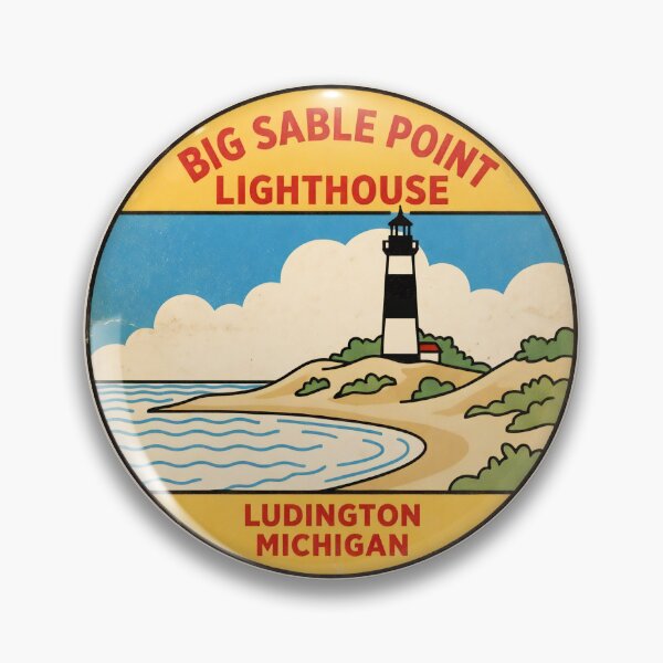 Item preview, Big Sable Point Lighthouse Ludington Michigan - Vintage Design designed and sold by TheOldMittenIllustrated.
