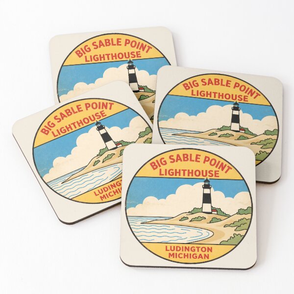 Item preview, Big Sable Point Lighthouse Ludington Michigan - Vintage Design designed and sold by TheOldMittenIllustrated.