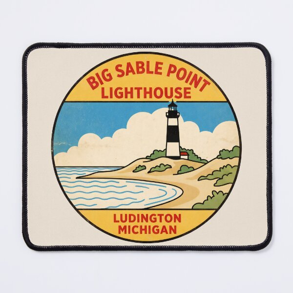 Item preview, Big Sable Point Lighthouse Ludington Michigan - Vintage Design designed and sold by TheOldMittenIllustrated.