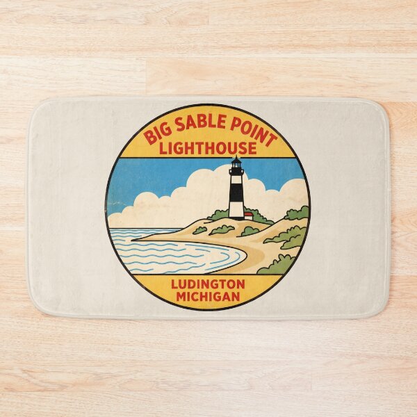 Item preview, Big Sable Point Lighthouse Ludington Michigan - Vintage Design designed and sold by TheOldMittenIllustrated.