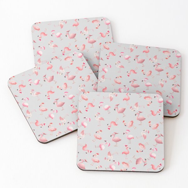 Item preview, Tossed Christmas Flamingos on Light Gray designed and sold by KSimpson838.