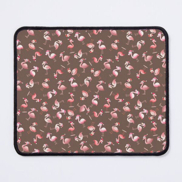 Item preview, Tossed Christmas Flamingos on Dark Brown designed and sold by KSimpson838.