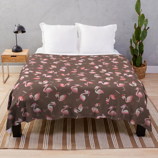 Item preview, Tossed Christmas Flamingos on Dark Brown designed and sold by KSimpson838.