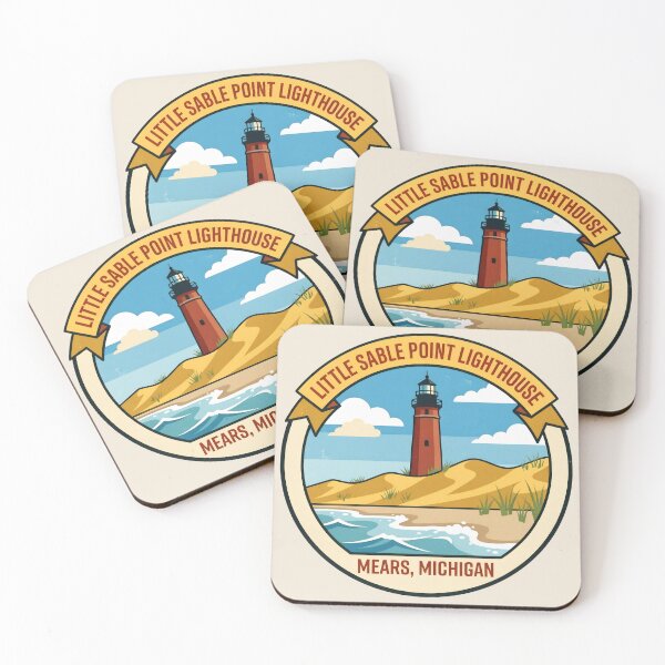 Item preview, Little Sable Point Lighthouse Mears Michigan - Vintage Design designed and sold by TheOldMittenIllustrated.