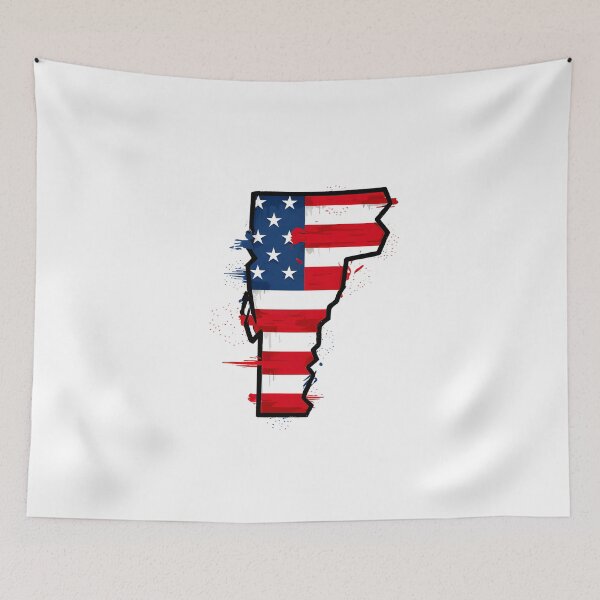 Item preview, Vermont Stars & Stripes State Silhouette – Distressed Americana designed and sold by Paper Drip.