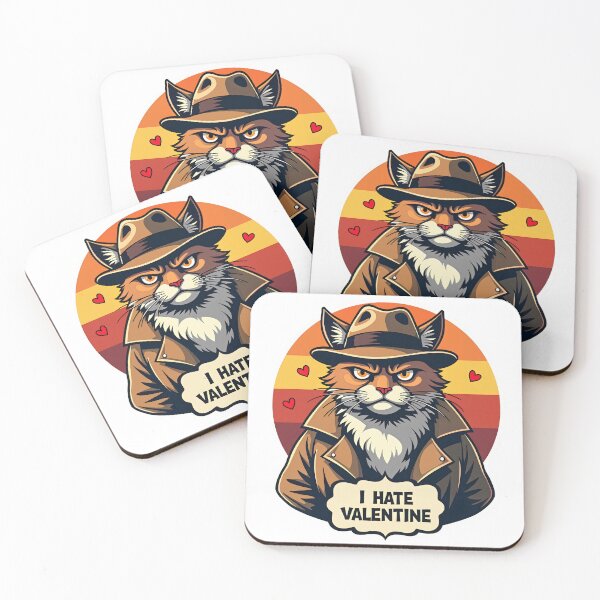 Item preview, Funny Anti-Valentine Grumpy Cat Sticker - Sarcastic I Hate Valentine Retro Art designed and sold by The Grumpy Pet Club.