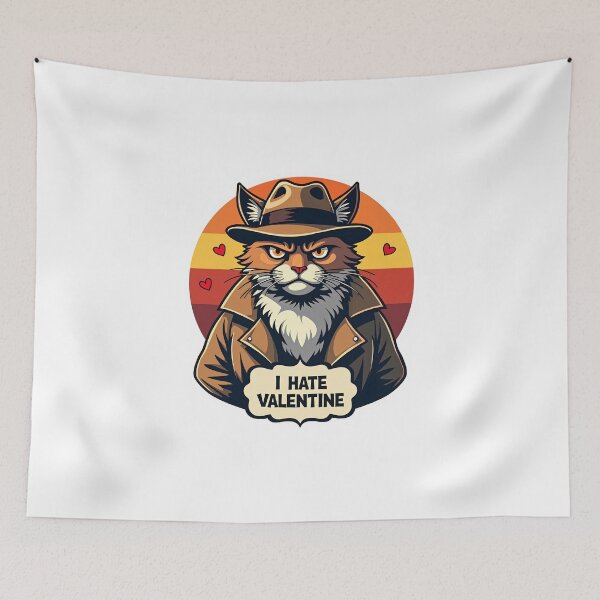 Item preview, Funny Anti-Valentine Grumpy Cat Sticker - Sarcastic I Hate Valentine Retro Art designed and sold by The Grumpy Pet Club.