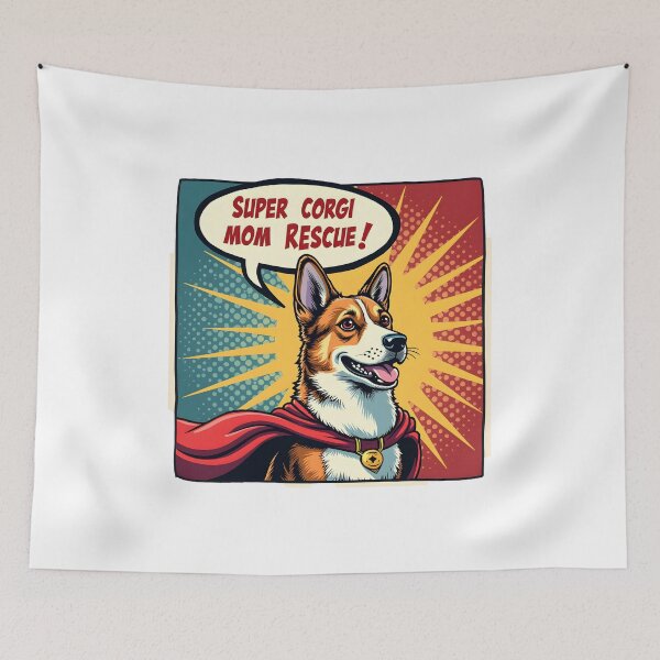 Item preview, Super Corgi Mom to the Rescue! Comic Pop Art Halftone Sticker Design designed and sold by Vajid Designs .