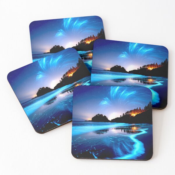 Item preview, Bioluminescent Waves Beneath a Starlit Sky designed and sold by Exodoi.