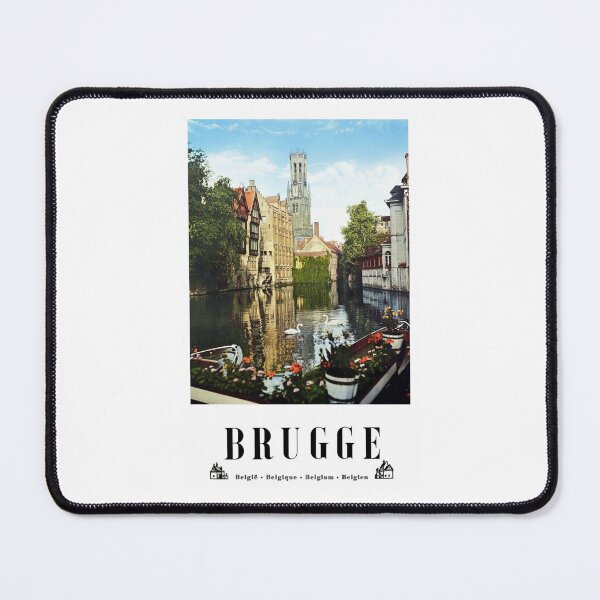 Item preview, Vintage Scenic View of Bruges Canal with Belfry Tower and Swans designed and sold by CharlieDesings.