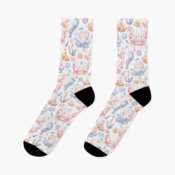 Item preview, Cute Watercolor Ocean Animals Seamless Pattern designed and sold by TinyBirdyDesigns.
