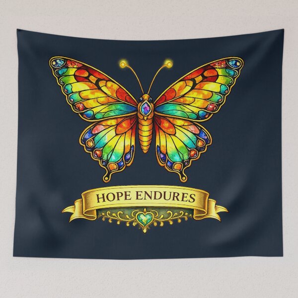 Item preview, Hope Endures - Stained Glass Butterfly - Symbol of Perseverance designed and sold by SaintGear.