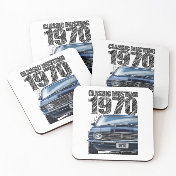 Item preview, Classic Mustang 1970 Front View Blue – Vintage Muscle Car Illustration designed and sold by Petrolhead T-Shirts and Art.