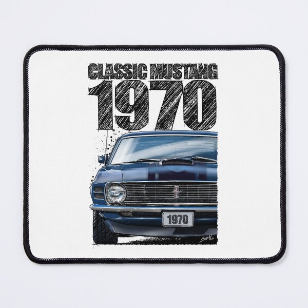 Item preview, Classic Mustang 1970 Front View Blue – Vintage Muscle Car Illustration designed and sold by Petrolhead T-Shirts and Art.