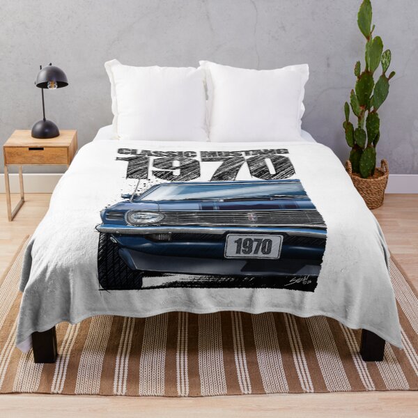 Item preview, Classic Mustang 1970 Front View Blue – Vintage Muscle Car Illustration designed and sold by Petrolhead T-Shirts and Art.