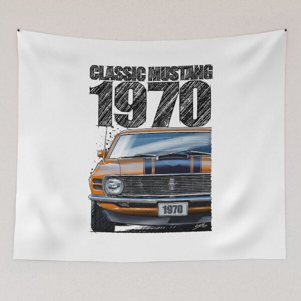 Item preview, Classic Mustang 1970 Front View Orange – Vintage Muscle Car Illustration designed and sold by Petrolhead T-Shirts and Art.
