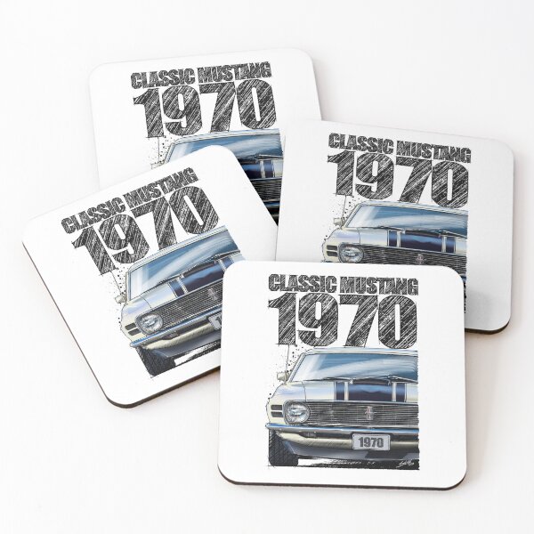 Item preview, Classic Mustang 1970 Front View Wimbleton White – Vintage Muscle Car Illustration designed and sold by Petrolhead T-Shirts and Art.