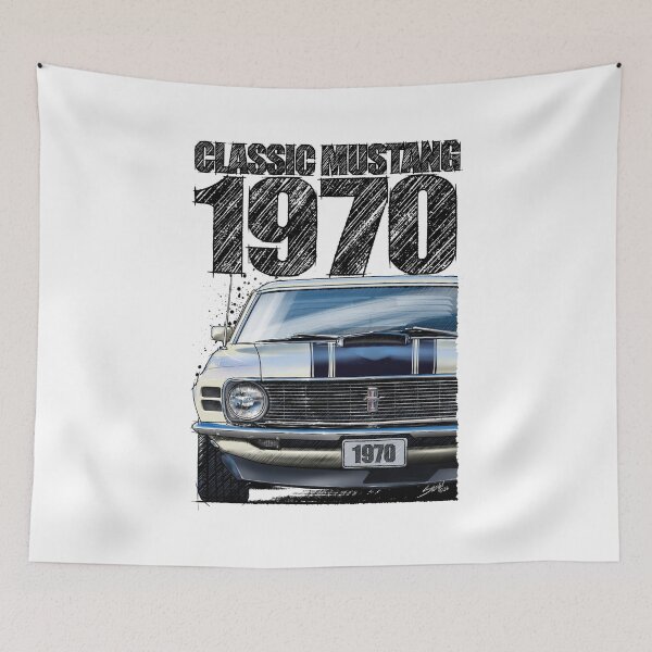 Item preview, Classic Mustang 1970 Front View Wimbleton White – Vintage Muscle Car Illustration designed and sold by Petrolhead T-Shirts and Art.