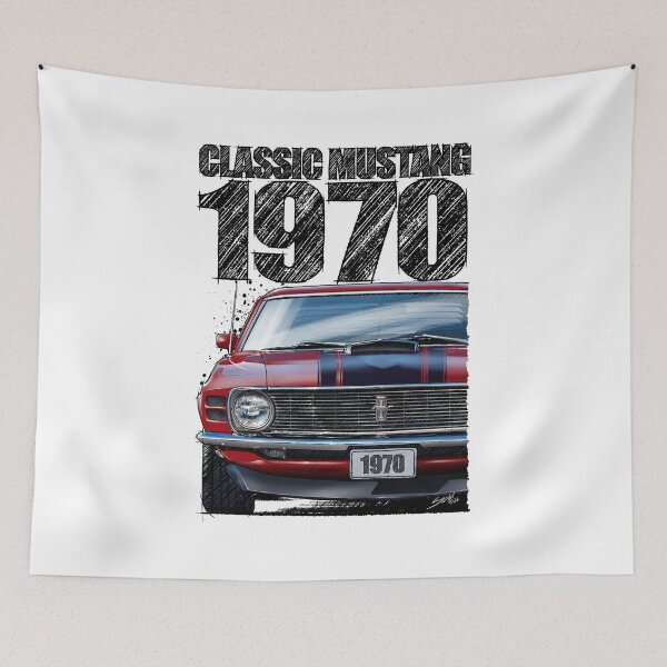 Item preview, Classic Mustang 1970 Front View Red – Vintage Muscle Car Illustration designed and sold by Petrolhead T-Shirts and Art.