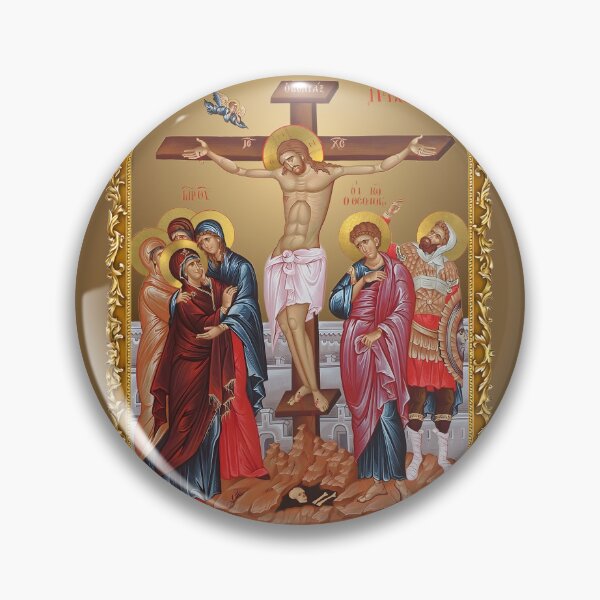 Item preview, icon in a frame, Crucifixion of Christ with the Virgin Mary and St. John designed and sold by orthodox-icon.