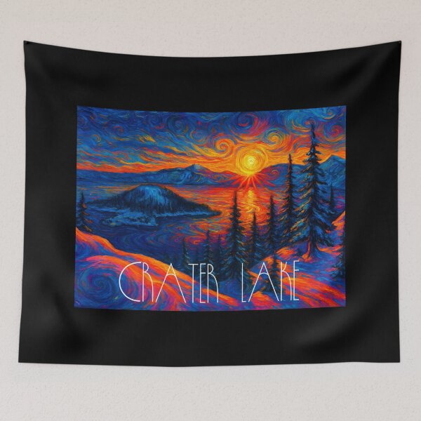 Item preview, Crater Lake National Park at Sunrise – Post-Impressionist Landscape designed and sold by WilderRoads.