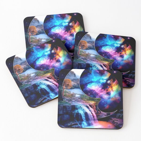 Item preview, Cosmic Crescent Over a Dreamlike Waterfall designed and sold by Exodoi.