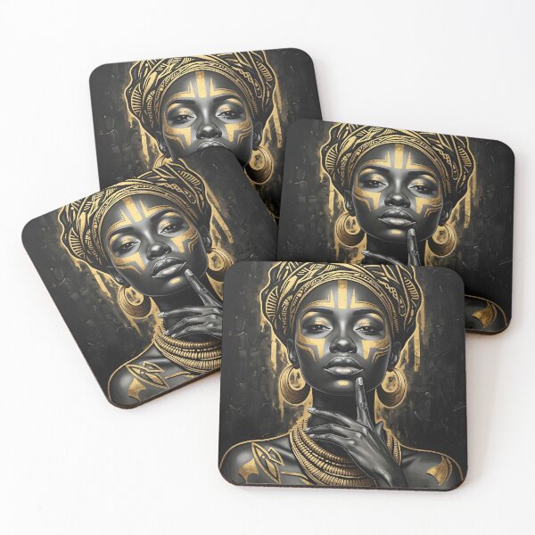 Item preview, African Woman Black and Gold Art designed and sold by BaneStyles.