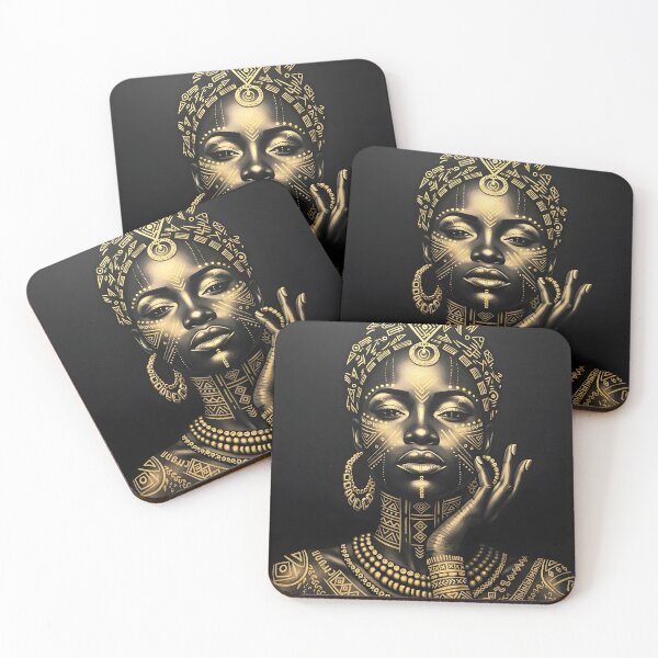 Item preview, African Woman Black and Gold Art designed and sold by BaneStyles.
