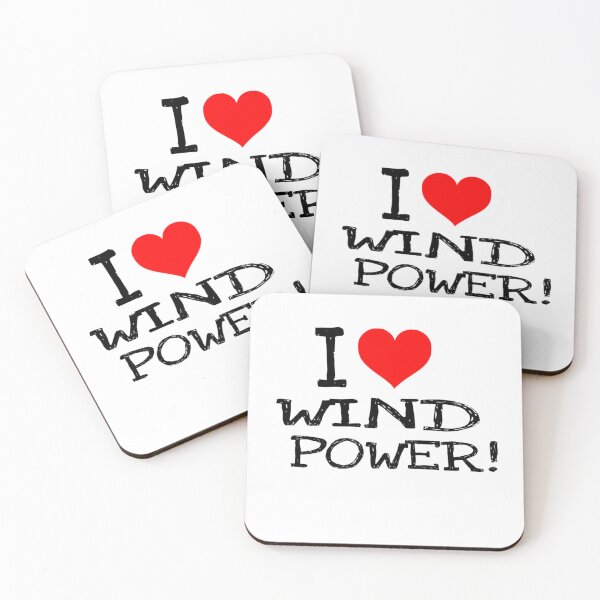 Item preview, I love wind power black text  designed and sold by Wishbonedezine.