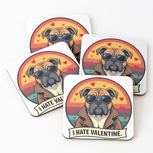 Item preview, Funny Anti-Valentine Dog Sticker - Sarcastic Grumpy Bulldog Retro Art designed and sold by The Grumpy Pet Club.