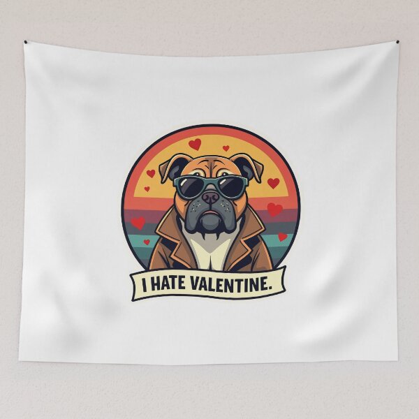 Item preview, Funny Anti-Valentine Dog Sticker - Sarcastic Grumpy Bulldog Retro Art designed and sold by The Grumpy Pet Club.