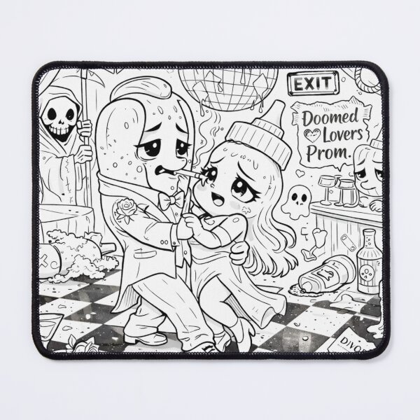 Item preview, Doomed Lovers Prom – Dark Romance Illustration, Sad Cute Love, Gothic Humor Art designed and sold by ComedyInkFactor.